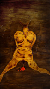 Infanzia, pirografia, 70x130cm, 2018 (1)